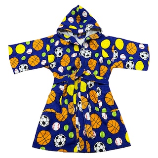 Foto 1 | Bata De Baño Infantil Con Gorro Azul Futbol 6-8