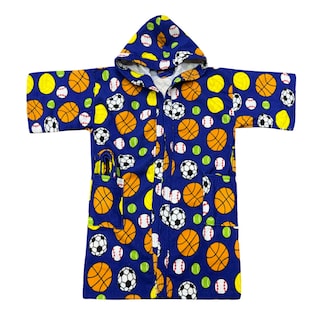 Foto 2 | Bata De Baño Infantil Con Gorro Azul Futbol 6-8