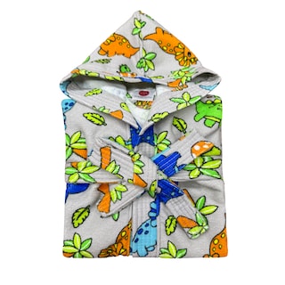 Foto 4 | Bata De Baño Infantil Con Gorro Gris Dinosaurio 6-8