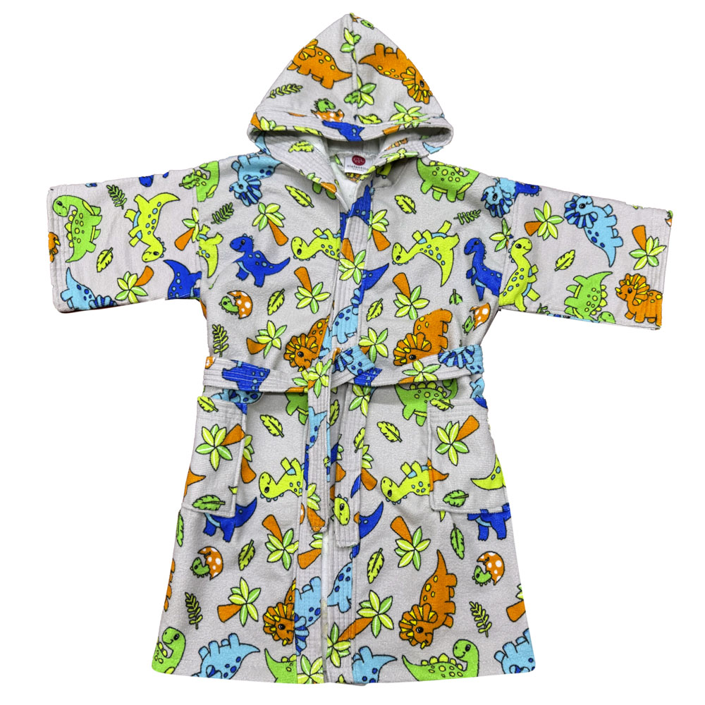 Foto 1 | Bata De Baño Infantil Con Gorro Gris Dinosaurio 4-6