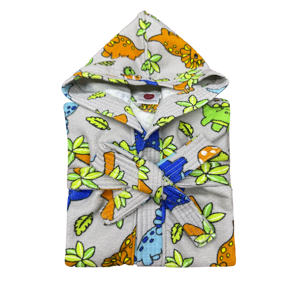 Foto 4 | Bata De Baño Infantil Con Gorro Gris Dinosaurio 4-6