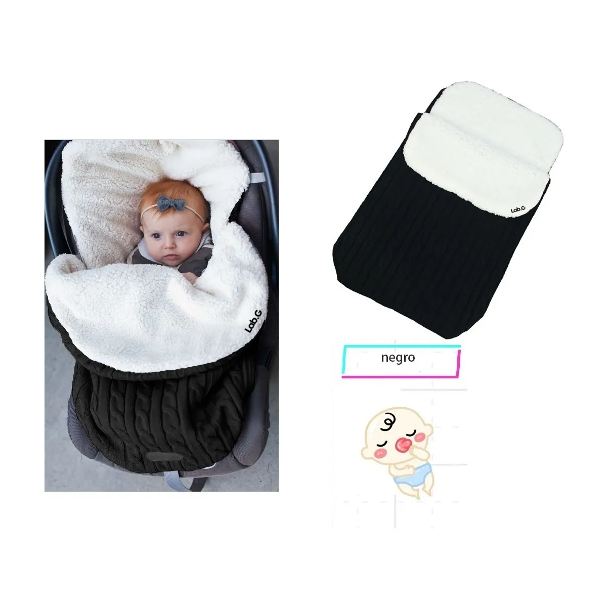 Foto 4 pulgar | Saco De Dormir Esponjoso De Punto Para Bebé Suave Lab.g Negro