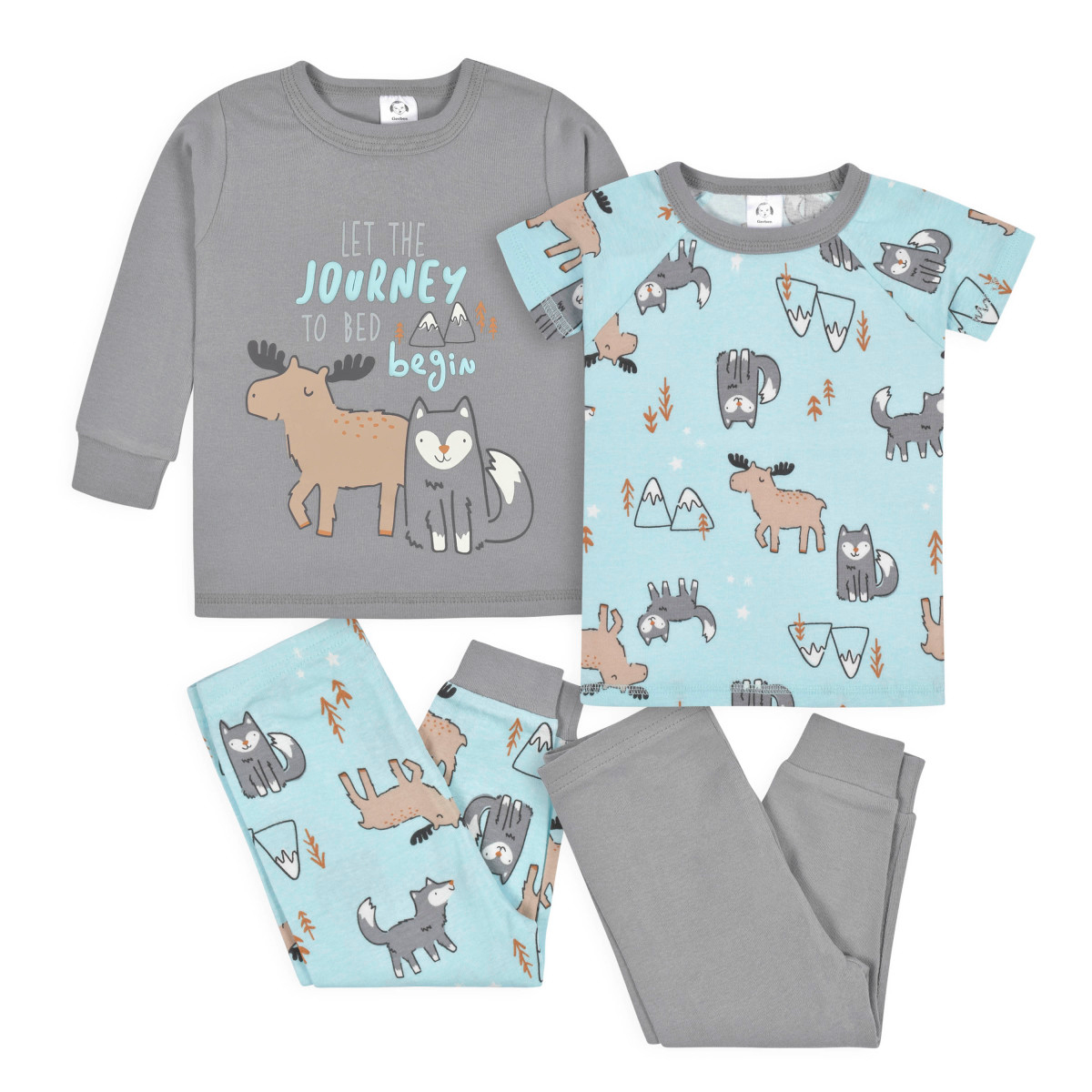 Foto 1 | Kit 2 Pijamas Gerber Azul Gris Bebé Algodón Conjunto Dormir