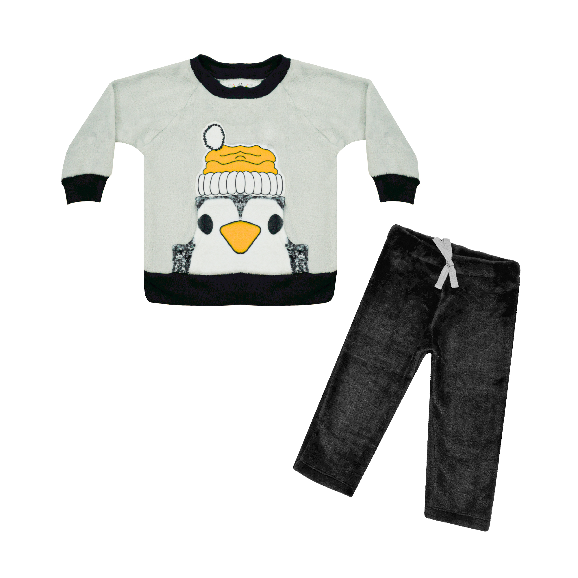 Conjunto De Pants Y Sudadera Pingüino Gris Para Bebé