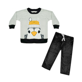 Foto 1 | Conjunto De Pants Y Sudadera Pingüino Gris Para Bebé