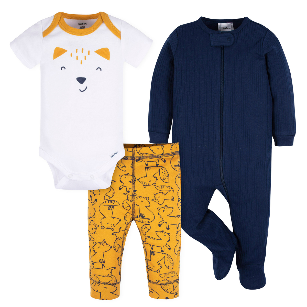 Foto 2 pulgar | Conjunto Bebé Gerber Ropa Dormir Algodón Body Oeko Tex