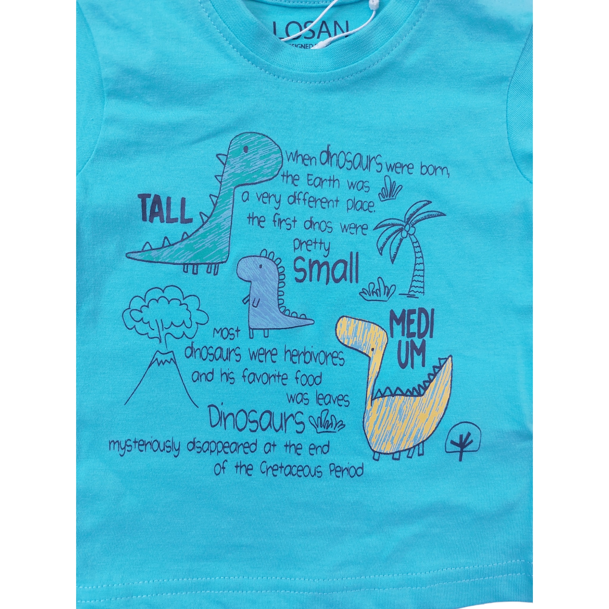 Foto 4 pulgar | Playera Dinosaurio Losan 217-1201ALAZU color Azul para Bebé Niño