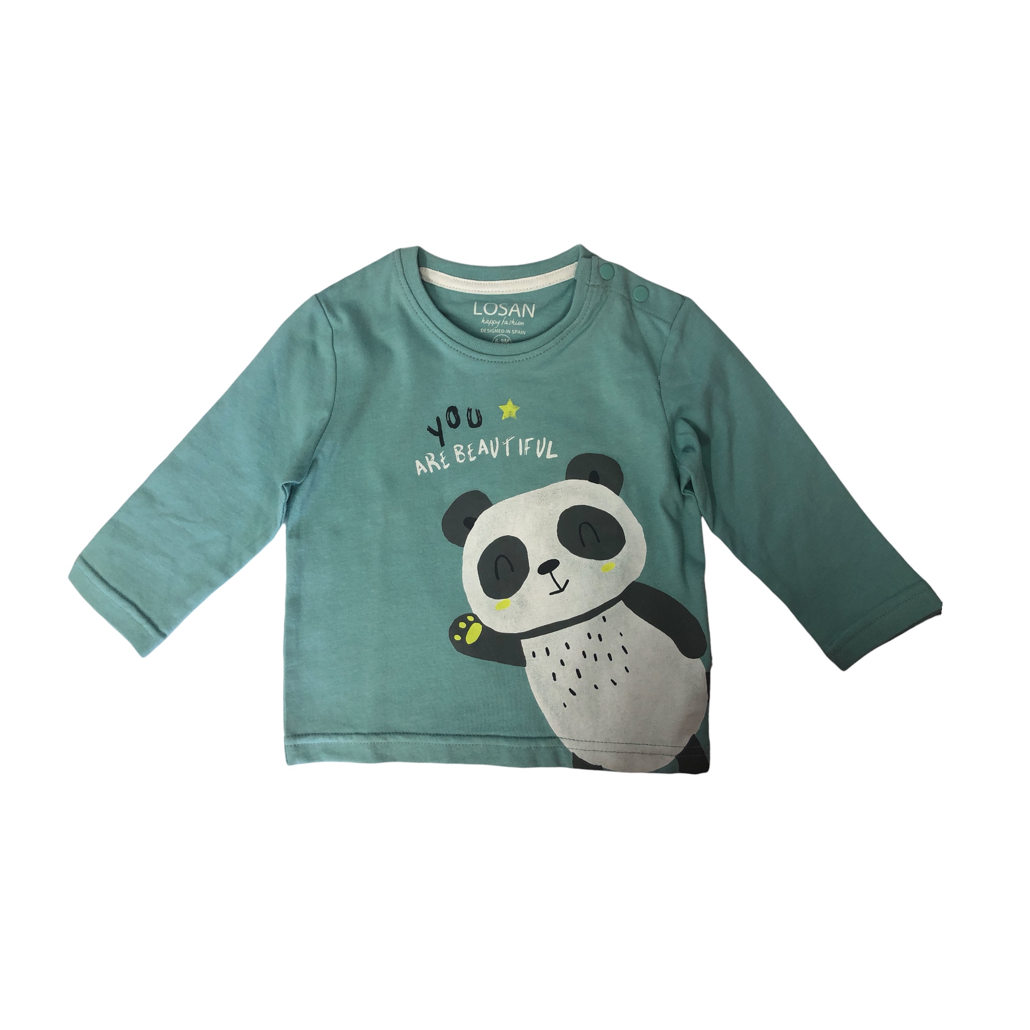 Playera Panda You Losan 027-1203ALAQUA color Aqua Are Beautiful Bebé Niño