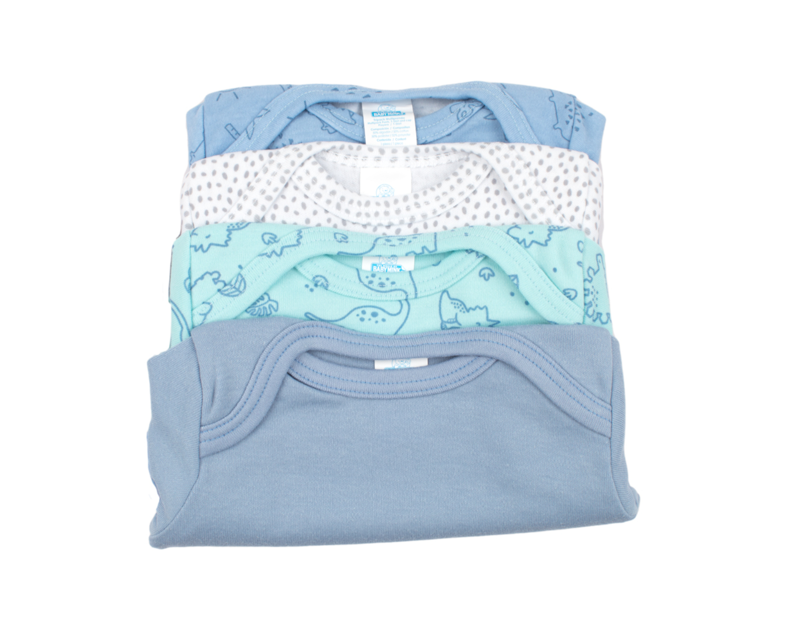 Foto 8 pulgar | Set De Playeras Para Bebé De Manga Corta Baby Mink Bm18m (4 Piezas) Azul
