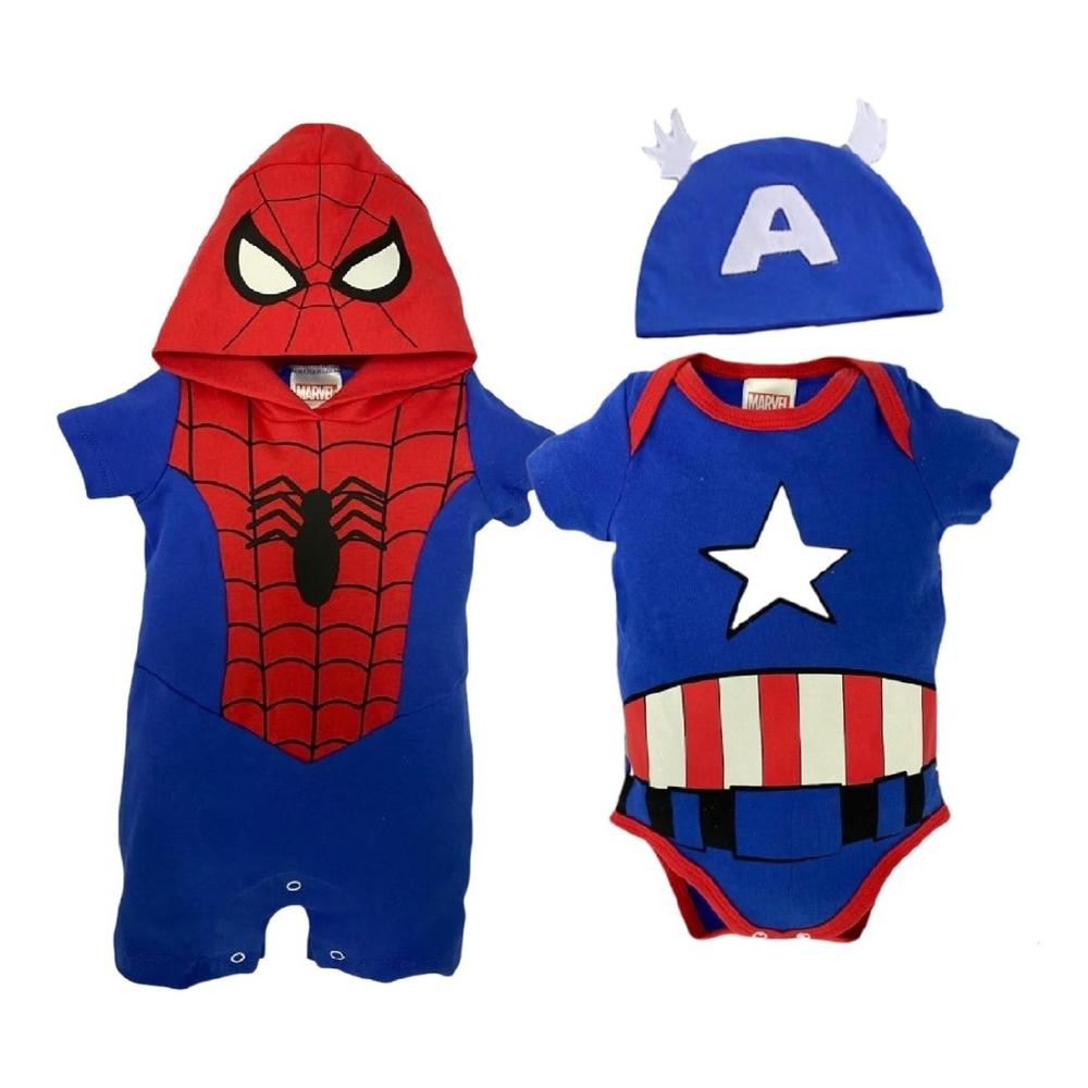 Kit 2 Pañaleros de Algodón Marvel Spiderman y Capitán América Azules