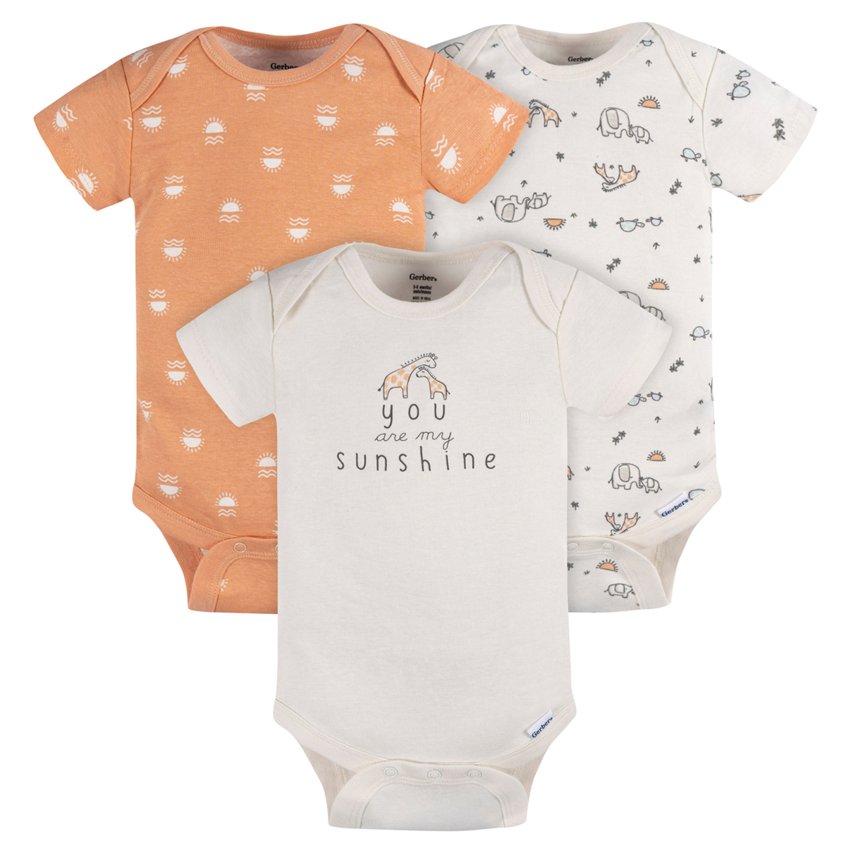 Pañalero Gerber Essentials 3 Piezas Blanco Naranja Body Bebé