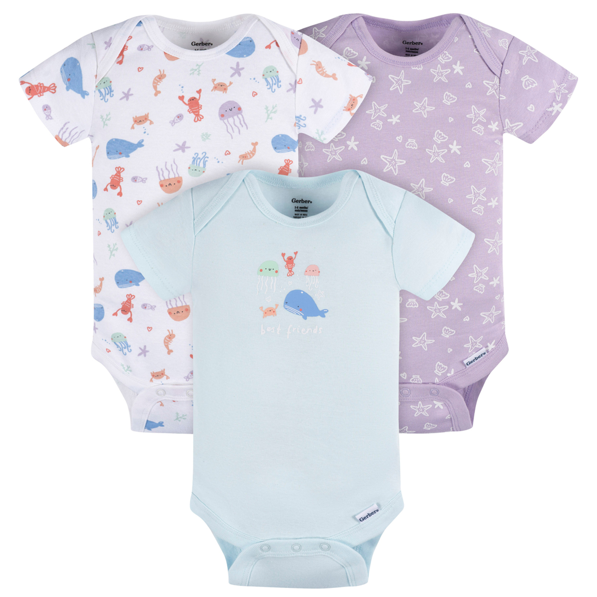 Pañalero Gerber Essentials Conjunto Ballenita Bebé 3 Piezas
