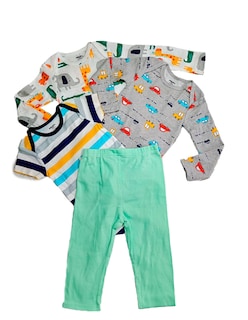 Foto 3 | Kit 4 Piezas Bebé Niño Onesies Pañaleros Y Pantalón Multicolor Op226hd