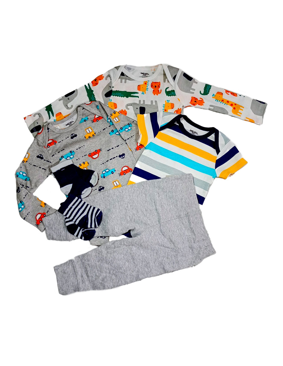 Foto 4 pulgar | Kit 5 Piezas Bebé Niño Onesies Pañaleros  Pantalón Y Calcetines Multicolor Op223hd