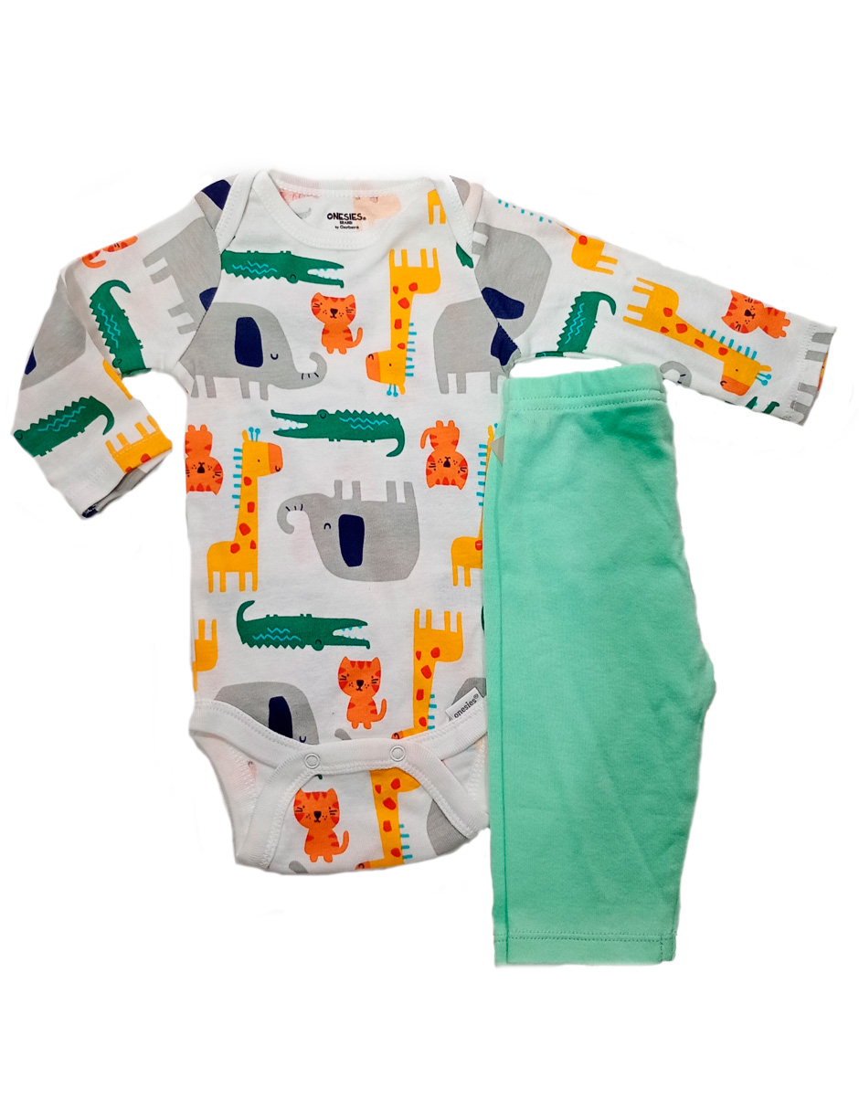 Kit 2 Piezas Bebé Niño Onesies Pañalero Y Pantalón Multicolor Op224hd
