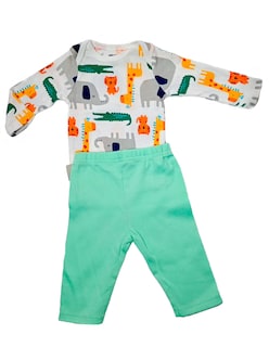 Foto 2 | Kit 2 Piezas Bebé Niño Onesies Pañalero Y Pantalón Multicolor Op224hd