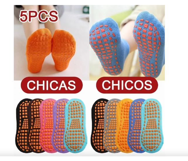 Foto 3 pulgar | Calcetines Antideslizantes Wünd Multicolor para Niños de 1-12 Años 5 Pares