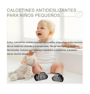 Foto 4 | Calcetines Antiderrapantes Para Niños Calcetas Bebé 12 Pares Azul Blanco Negro