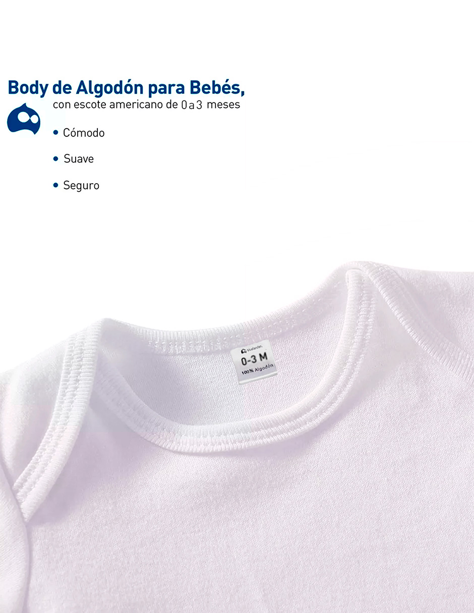 Foto 3 pulgar | Paquete De 6  Camisas Para Bebé 100% Algodón Unisex Blanco 0-3 Meses Bluelander