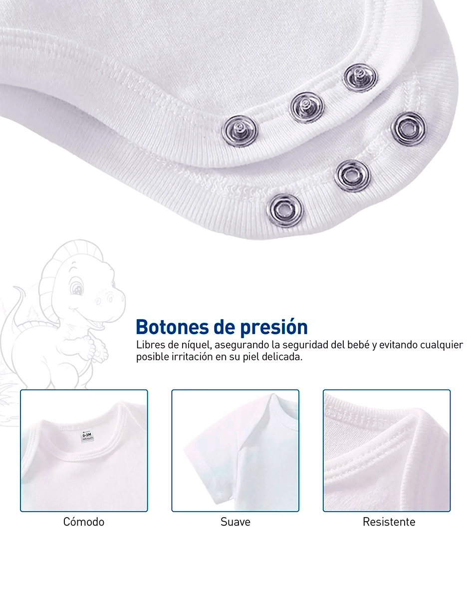 Foto 4 pulgar | Paquete De 6  Camisas Para Bebé 100% Algodón Unisex Blanco 0-3 Meses Bluelander