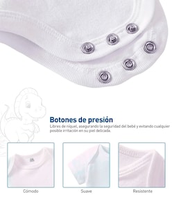 Foto 3 | Paquete De 6 Camisas Para Bebé 100% Algodón Unisex Blanco 0-3 Meses Bluelander