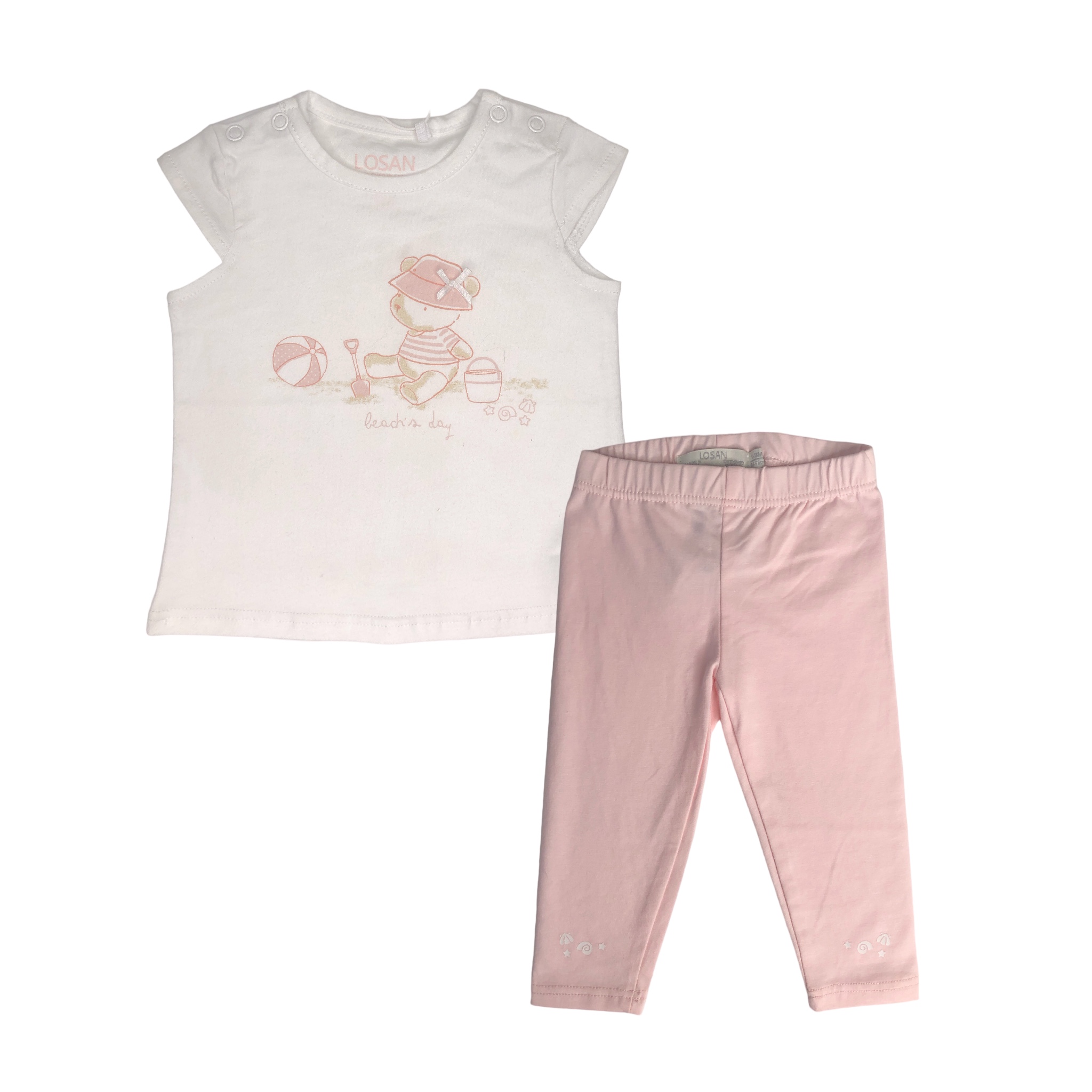 Conjunto de Camiseta Losan 21W-8003AL Beach's Day y Legging para Bebé Niña