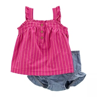 Foto 2 | Conjunto Carter's De 3 Piezas Set Bebe Niña Con Cubrepañal Rayas Rosas