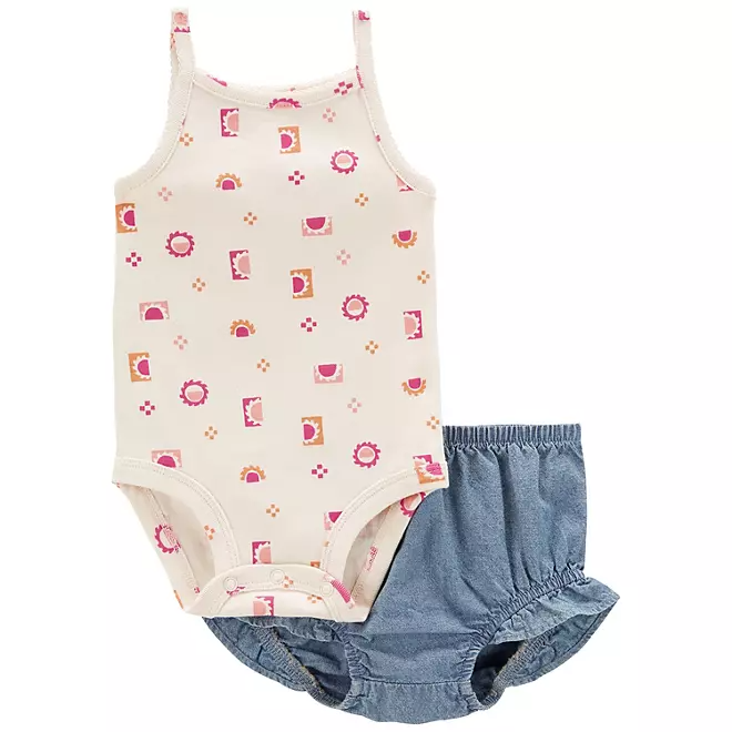 Foto 4 | Conjunto Carter's De 3 Piezas Set Bebe Niña Con Cubrepañal Rayas Rosas