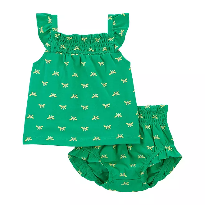 Foto 6 pulgar | Conjunto Carter's De 3 Piezas Set Bebe Niña Con Cubrepañal Verde