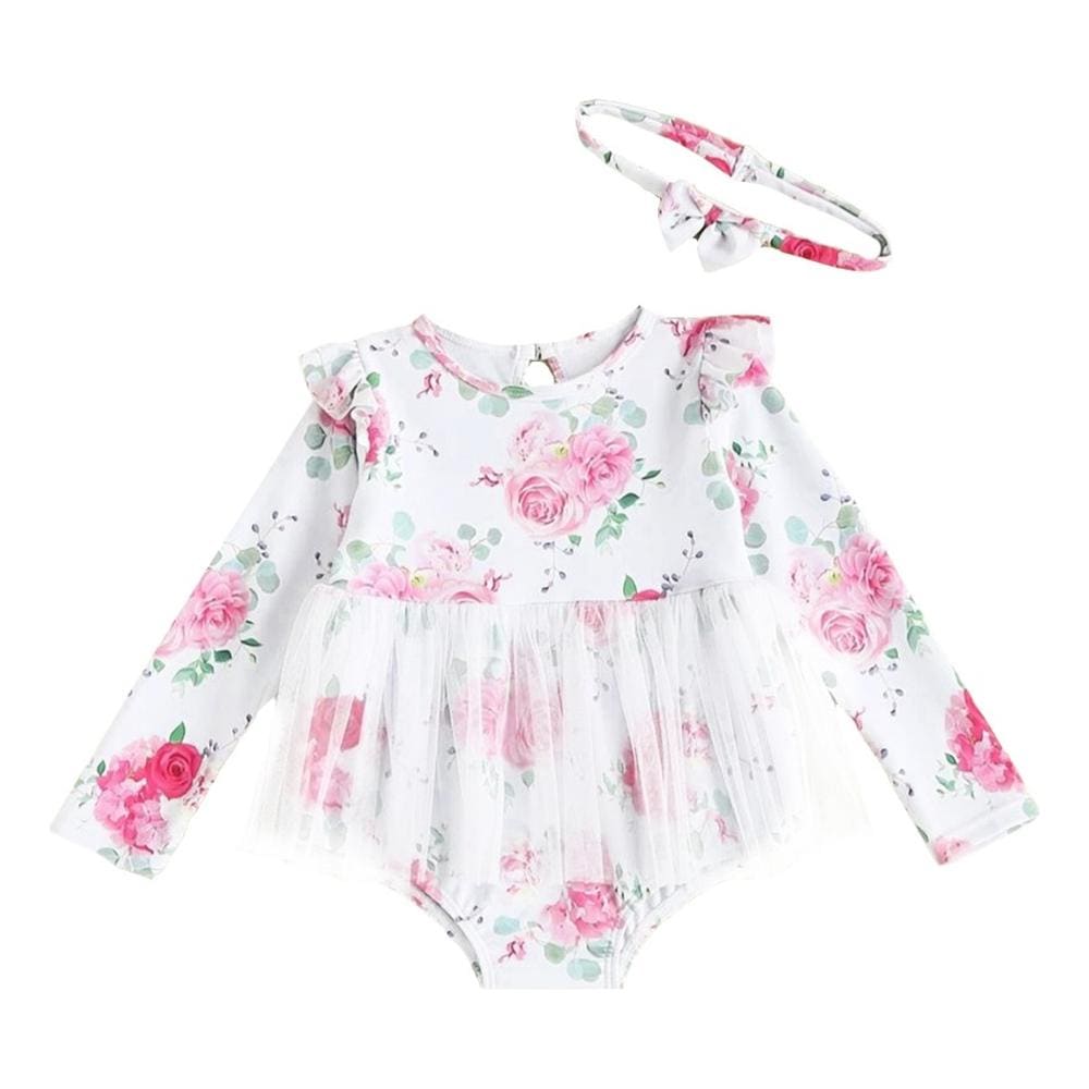 Traje De Baño Entero Manga Larga de Falda y Bandana color Blanco $739