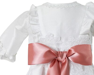 Foto 4 | Ropón Para Bebé Niña Bautizo Carana Shantung Bordados Cintura Y Largo Listón Maquillaje Color Blanco Talla Única