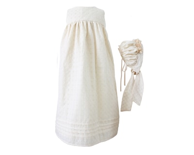 Foto 4 | Ropón Para Bebé, Bautizo, Niña Carana Desmontable Calado Flores Color Beige Unitalla Con Gorro