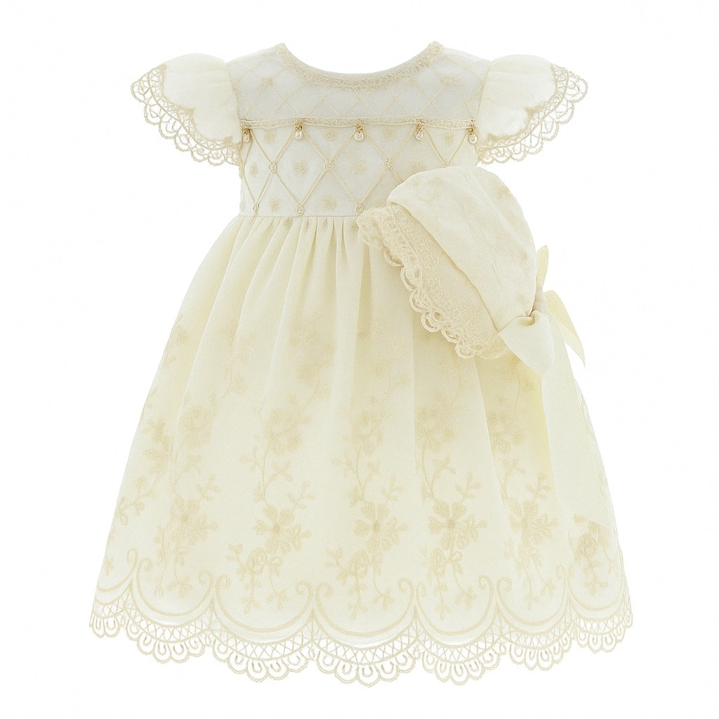 Vestido de Bautizo Beige Chicos Olé para Niña $949