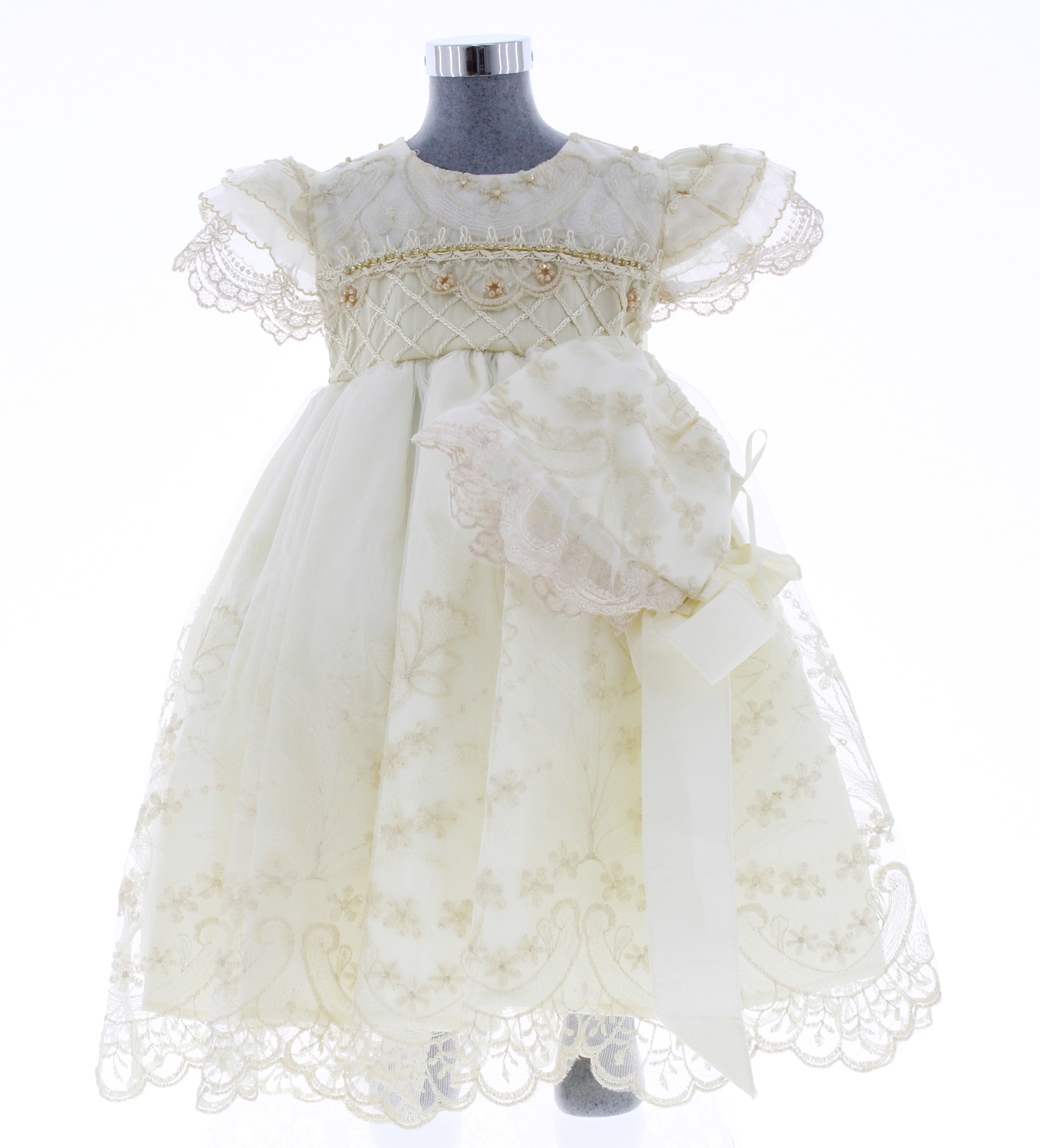 Foto 3 pulgar | Vestido de Bautizo Beige Chicos Olé para Niña