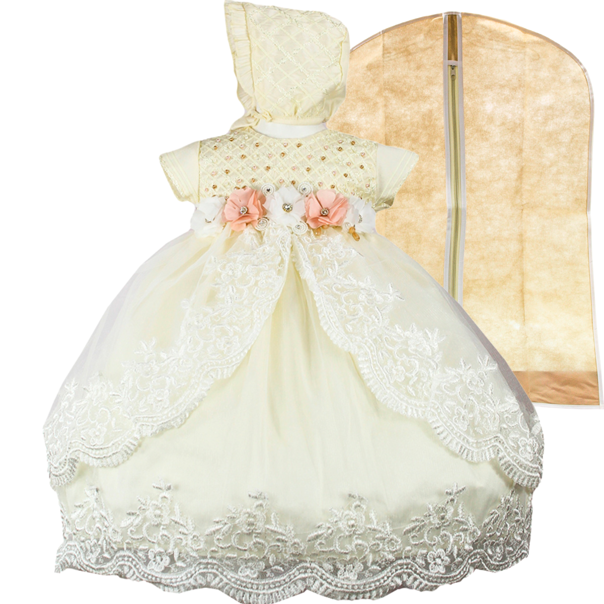 Foto 2 pulgar | Vestido De Bautizo Para Niña Cecy- El Sueño De Las Niñas Cecy Beige