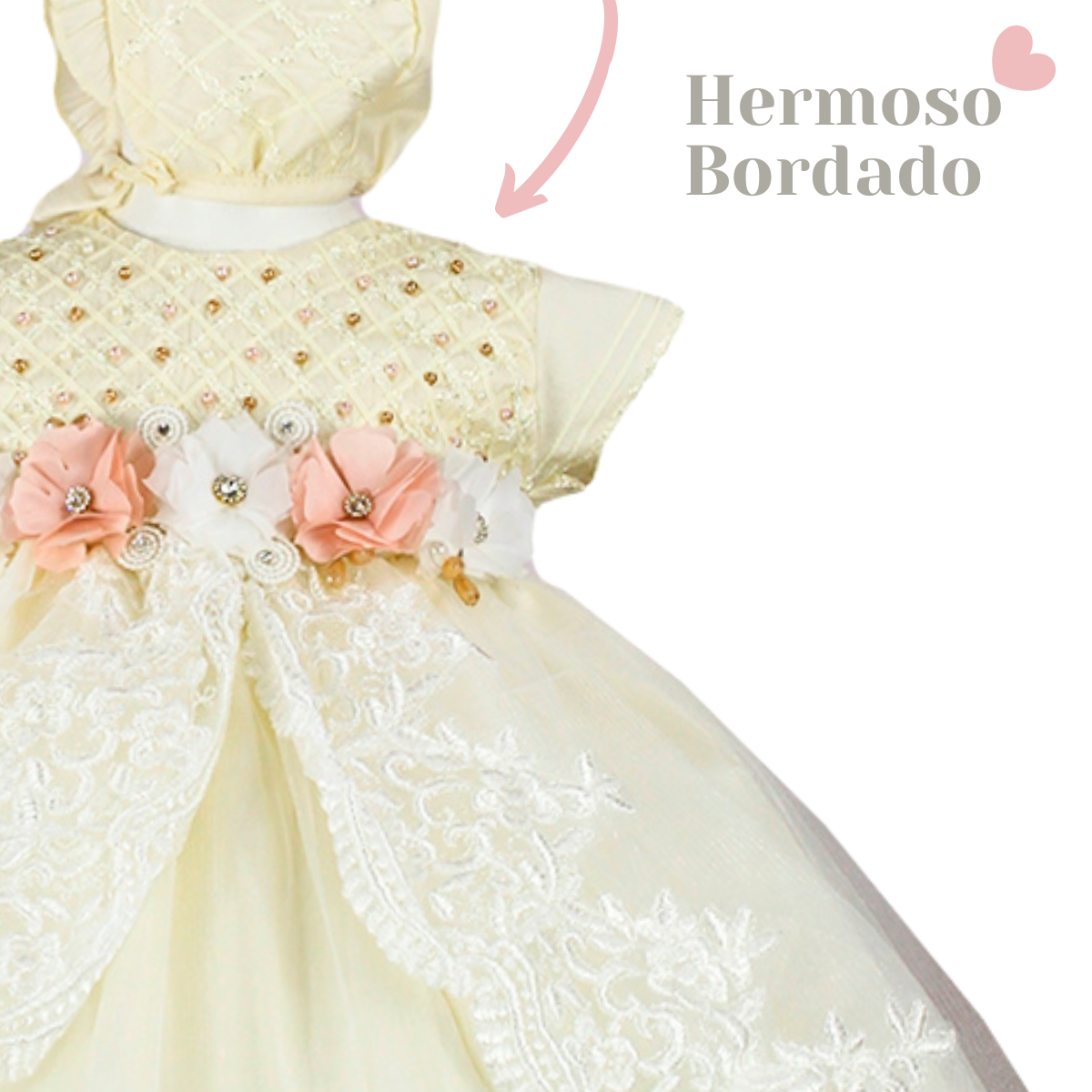 Foto 4 pulgar | Vestido De Bautizo Para Niña Cecy- El Sueño De Las Niñas Cecy Beige