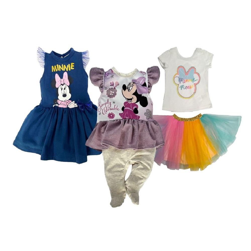 Kit Vestido/ Mameluco/ Conjunto con Tutú Multicolor Minnie 3 Piezas