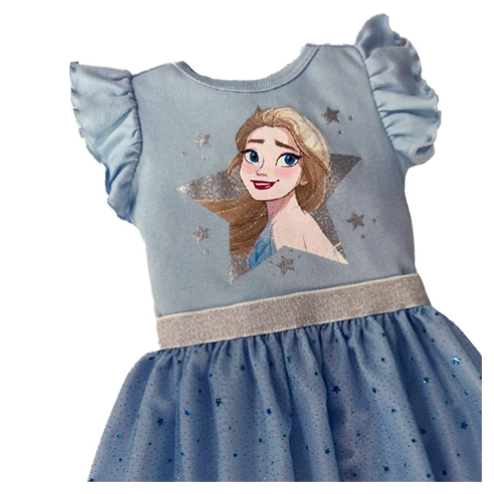Foto 3 pulgar | Vestido de Algodón Disney Azul con Estampado Elsa