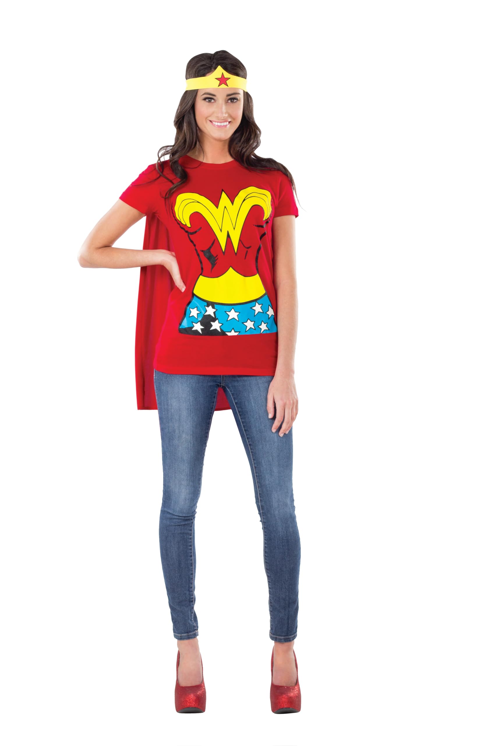 Foto 3 pulgar | Camiseta De Disfraz Rubie's Dc Comics Wonder Woman Con Capa Roja - Venta Internacional.