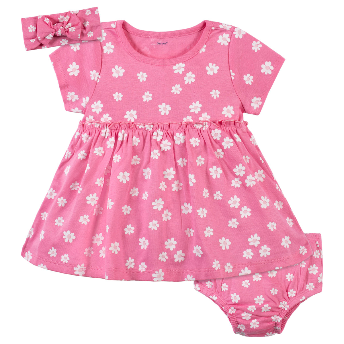Foto 2 pulgar | Vestido Gerber Rosa Set 3 Piezas Ropa Bebe Primavera
