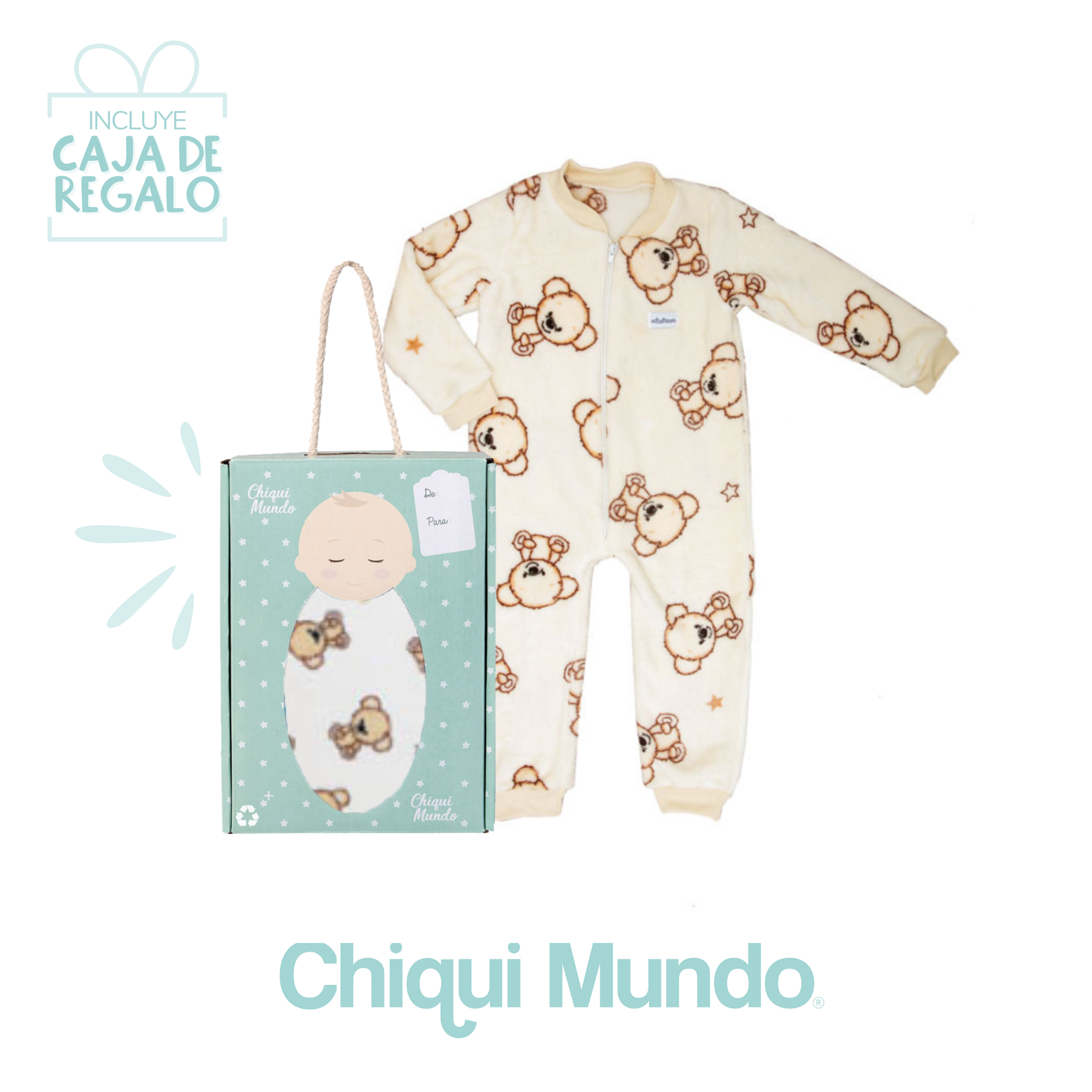 Foto 3 pulgar | Pijamita Teddy Bear Mameluco color Beige