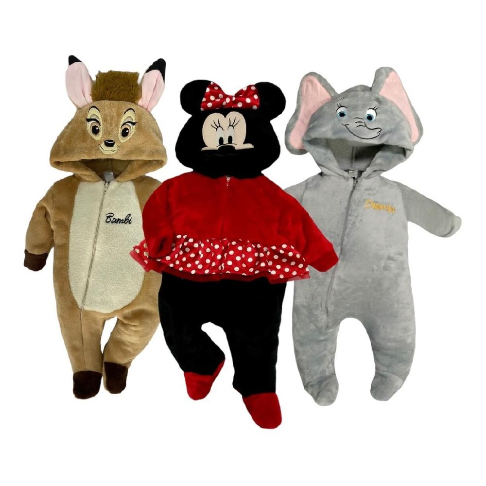 Kit 3 Mamelucos Disney Dumbo/Minnie/Bambi color Blanco