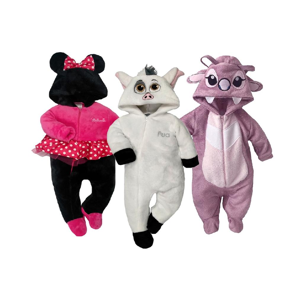 Kit 3 Mamelucos Disney Minnie/Pua/Angel