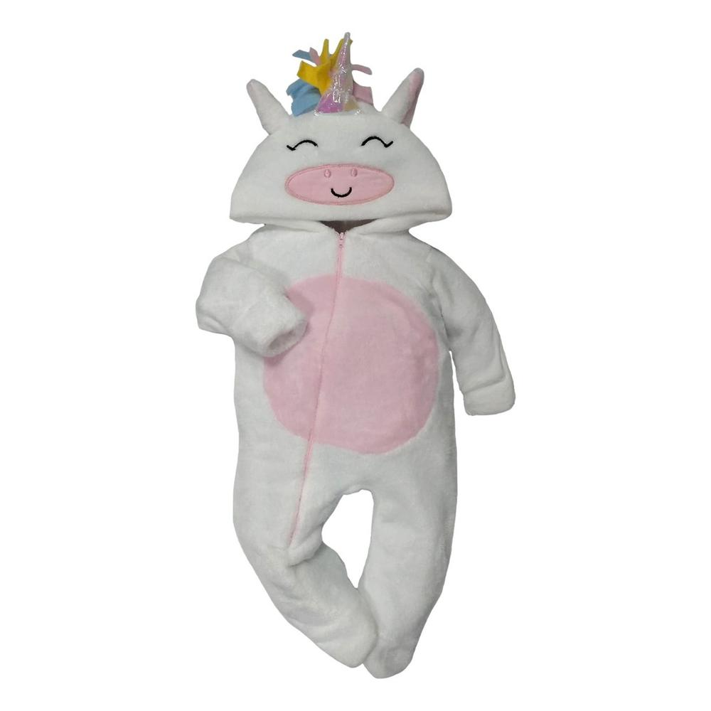 Mameluco Baby Kisses Unicornio Blanco con Gorro Bordado