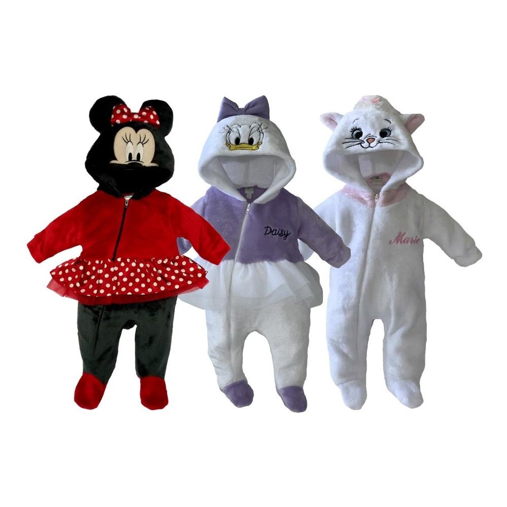 Kit 3 Mamelucos Disney Minnie, Daysi, Marie para Bebé