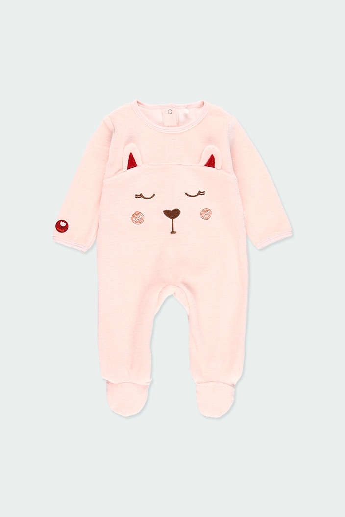 Foto 1 | Mameluco De Terciopelo Bebe Rosa Perrito Boboli