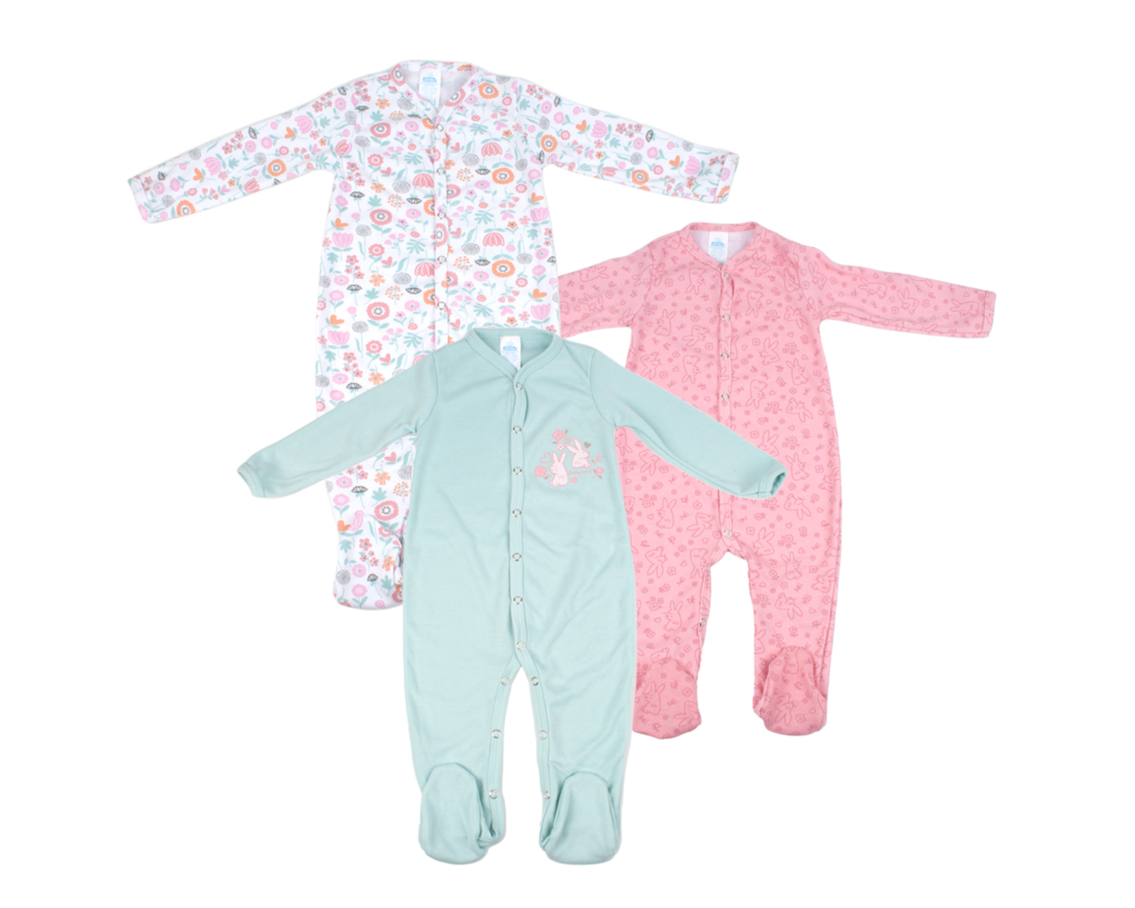 Foto 2 pulgar | Set De Mamelucos Con Pies Baby Mink (3 Piezas) Rosa