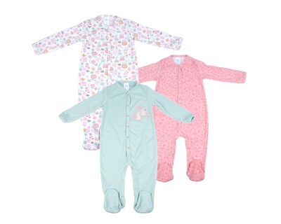 Foto 1 | Set De Mamelucos Con Pies Baby Mink (3 Piezas) Rosa