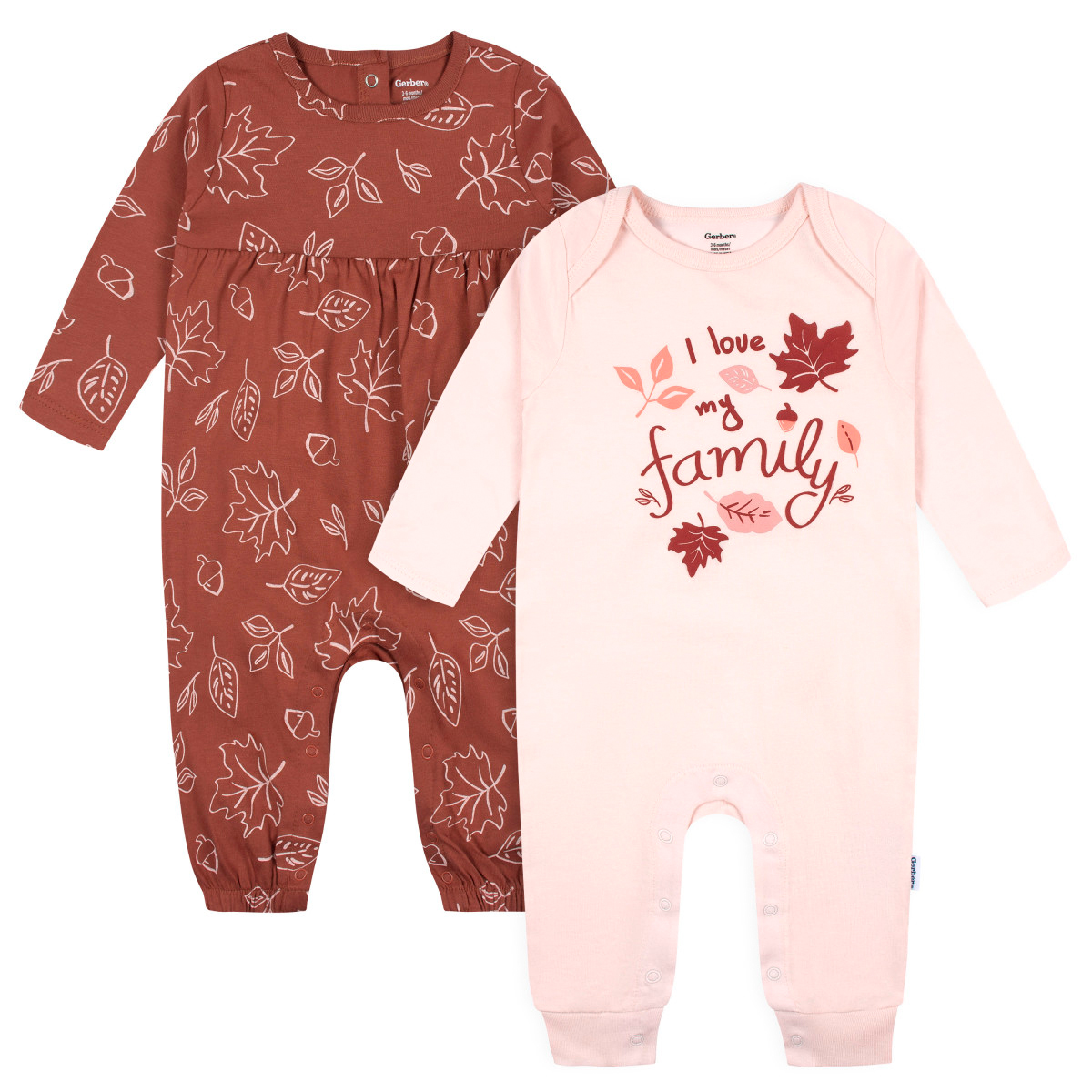 Foto 2 pulgar | Pack 2 Mameluco Gerber Bebé Ropa Dormir Algodón Rosa