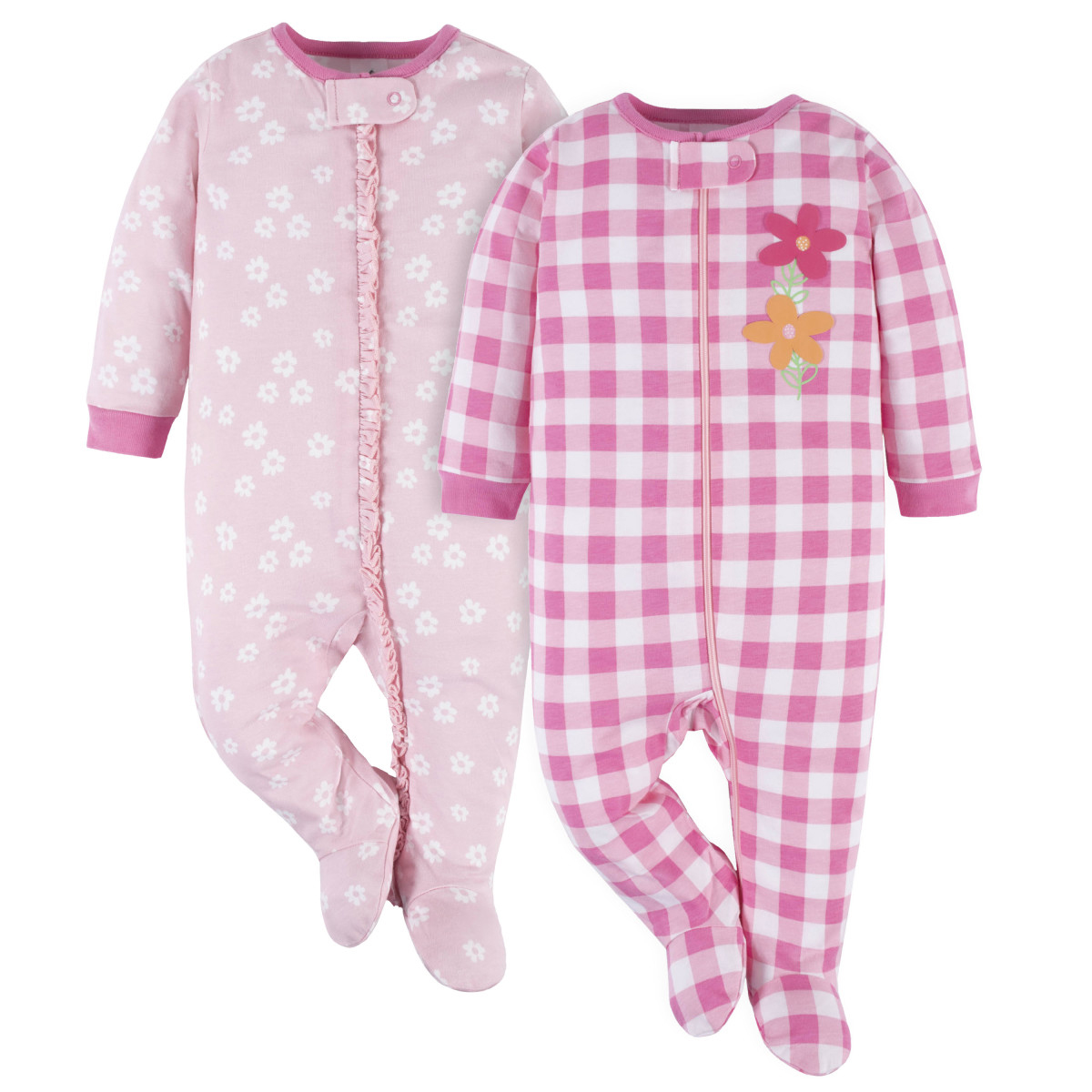 Foto 1 | Mameluco Gerber Para Bebé Pack 2 Pijamas Algodón Rosa